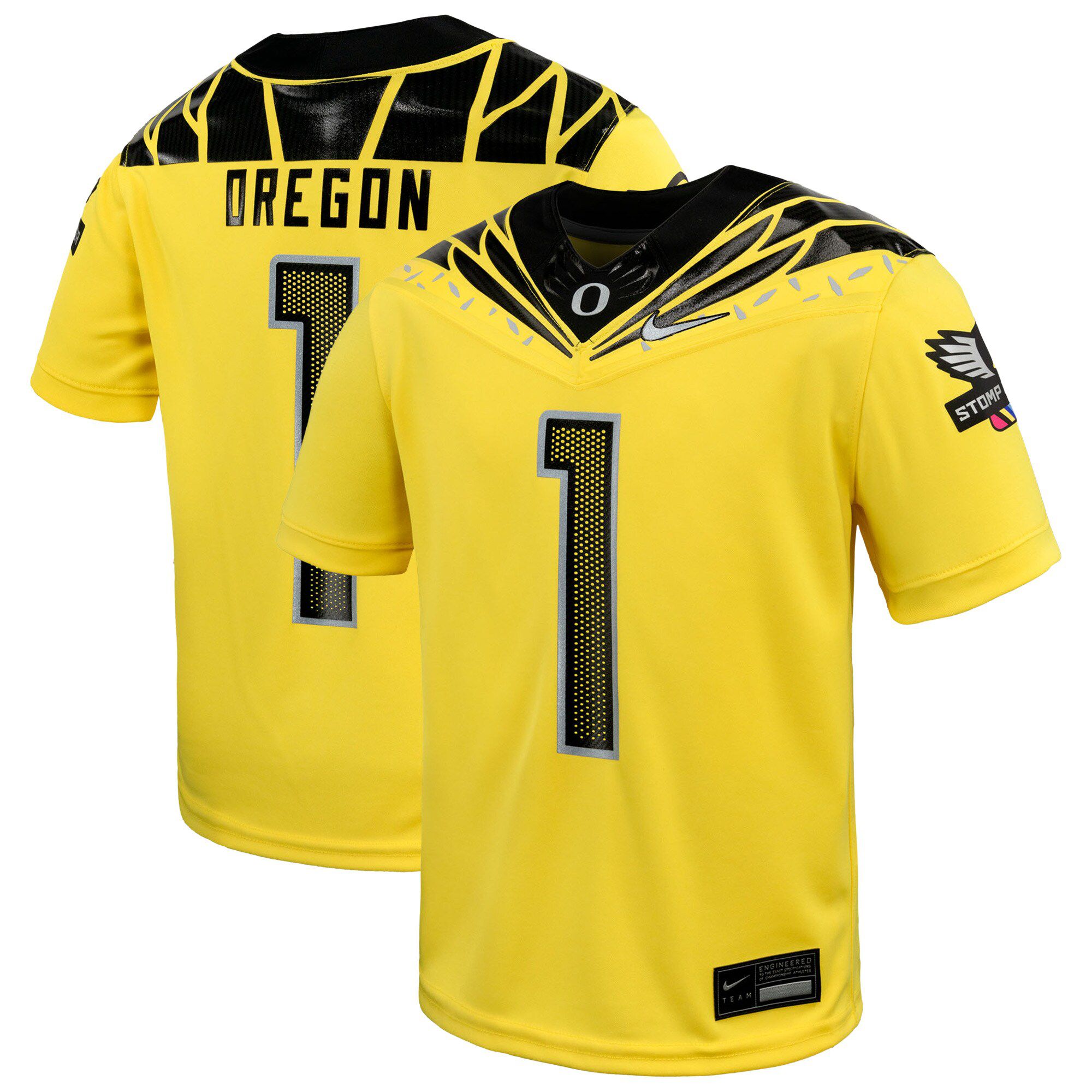 Men Oregon Ducks #1 Oregon Yellow Nike 2025 NCAA Jersey->ncaa teams->NCAA Jersey